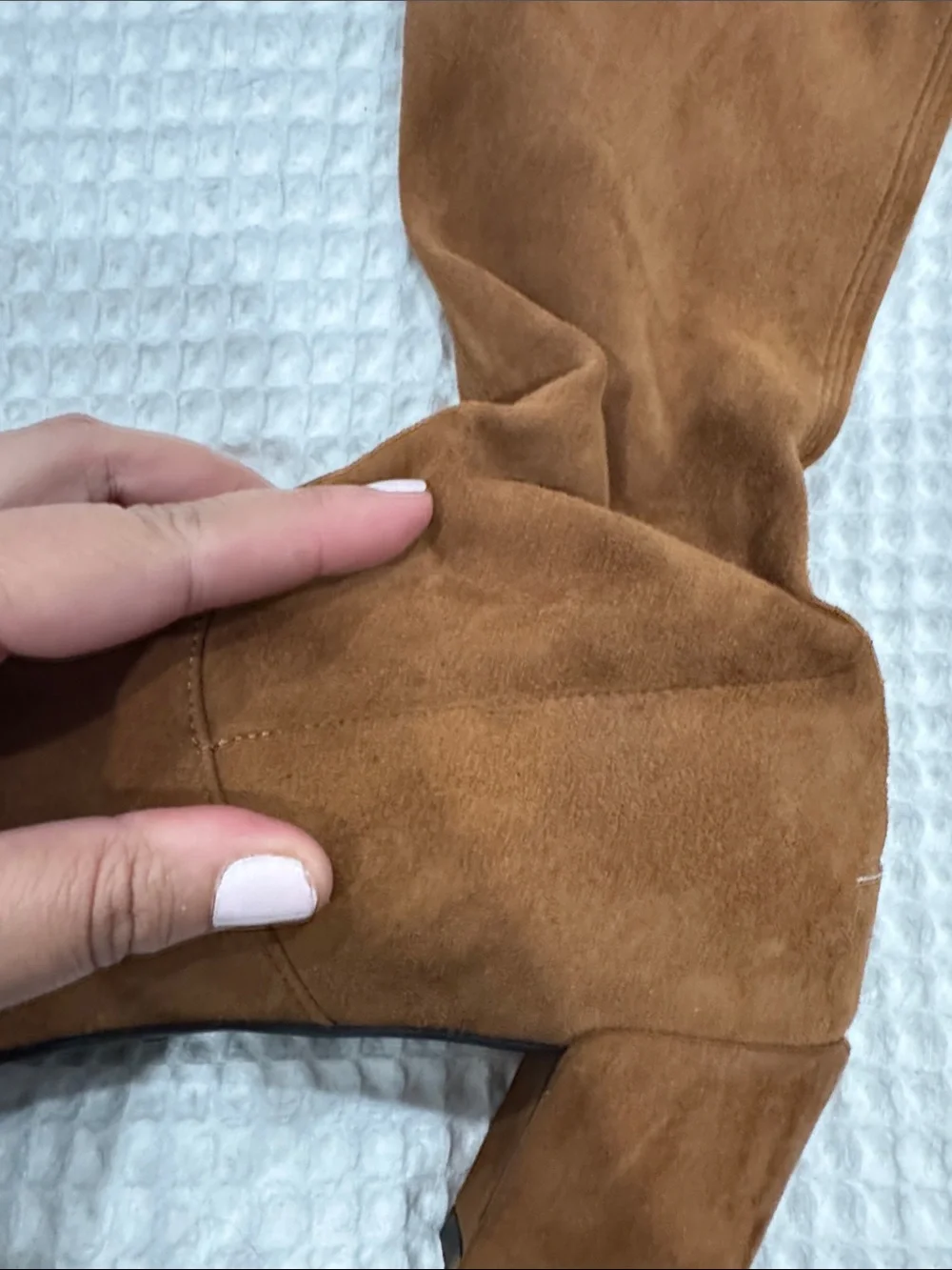 Stuart Weitzman Over-the-Knee Block Heel Boots in Brown Suede